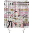 thumbnail image 4 of 4 Pcs Pink Fashion Shower Curtain Sets with Rugs Flower Bathroom Decor Set with Shower Curtain and Rugs and Accessories Modern Perfume Bottle Floral Bathroom Curtain with 12 Hooks, 4 of 7