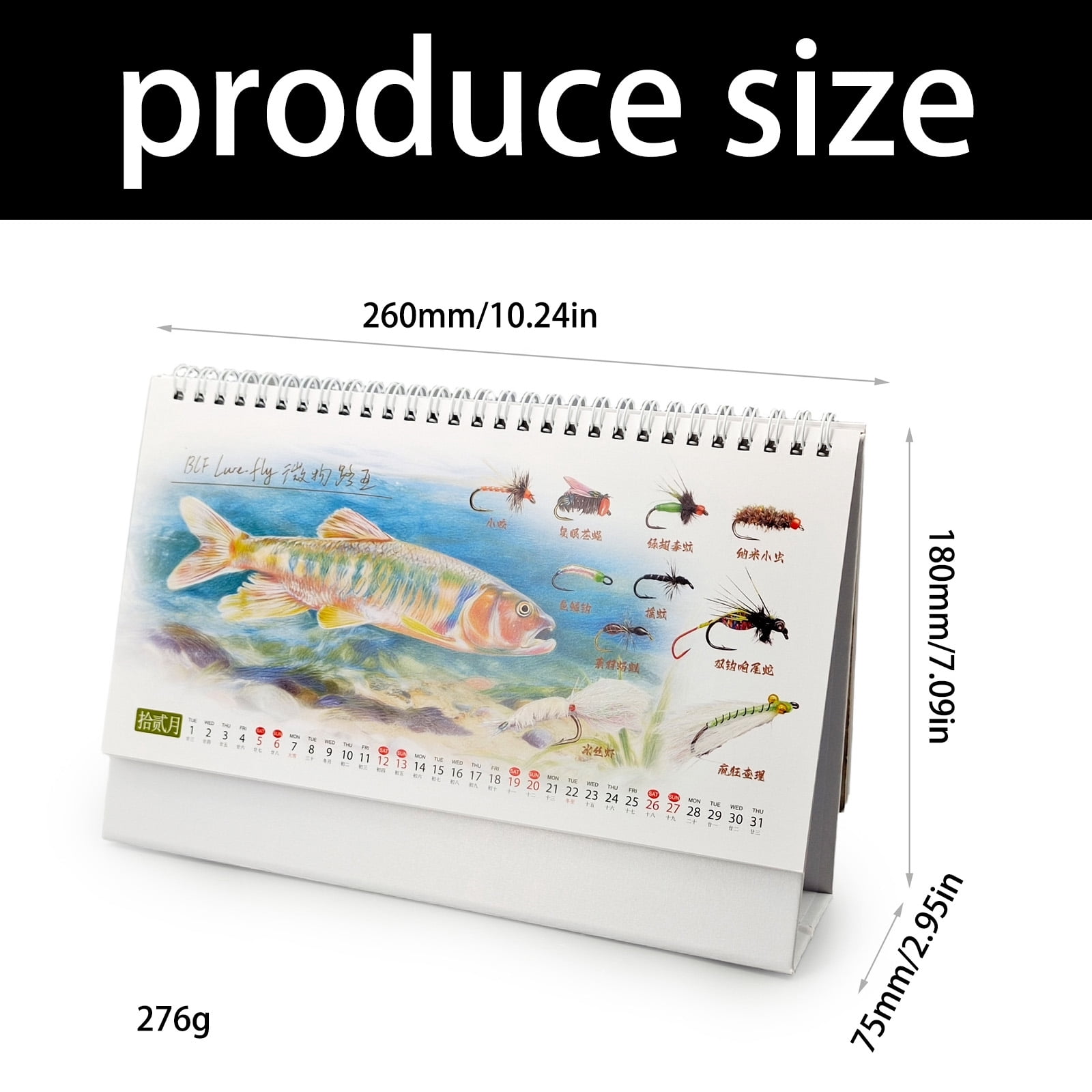 Artistic Baits Types Print 2026 Desk Calendar Annual 12 Month Organizers For Fly Fishing Creativity