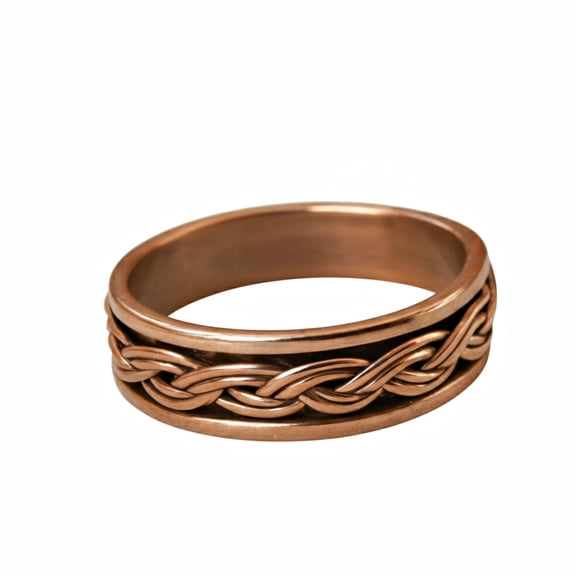 Pure Copper Braided Spinner Ring, Handmade Fidget Band, Everyday Wear Meditation Band
