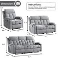 thumbnail image 3 of Bonzy Home 3 Pieces Recliner Sofa Furniture Set, Manual Recliner with Massage and Heat, Loveseat Recliner Chair and 3 Seat Reclining Couch Set for Living Room, Light Gray(Recliner+Loveseat+Sofa), 3 of 5