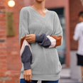 thumbnail image 2 of MYAOYI Womens Color Block Sleeve V Neck Sweater Oversized Knit Pullover, 2 of 8