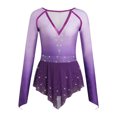 thumbnail image 3 of Manyakai Women's Sparkly Rhinestone Figure Skating Dance Dress Rhinestones Gymnastics Leotard Blue Purple XL, 3 of 6