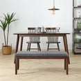 thumbnail image 2 of Pemberly Row Rubber Wood Upholstered Padded Dining Bench in Brown (Set of 2), 2 of 11