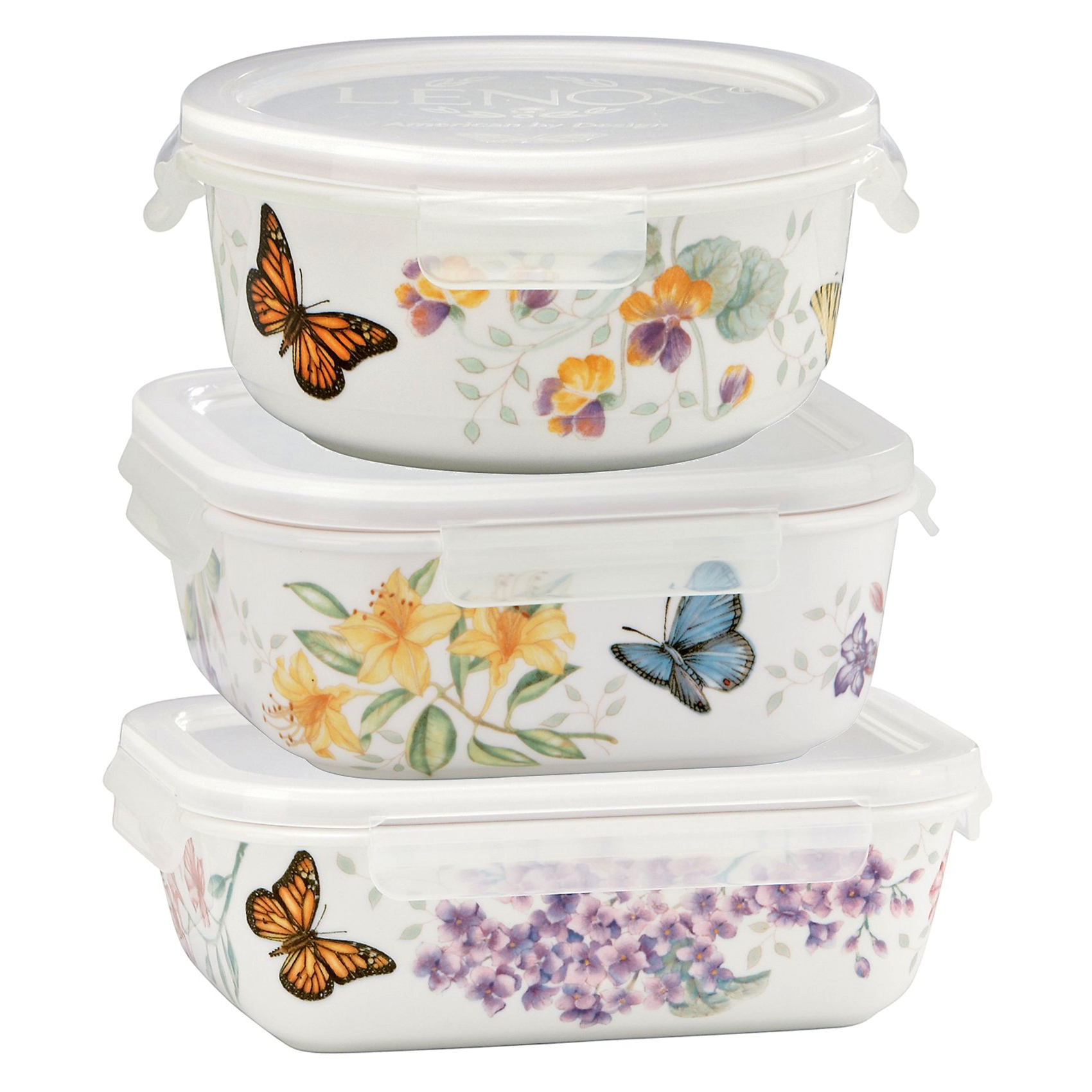 Lenox Butterfly Meadow 3 Piece Serve and Store Container Set Walmart