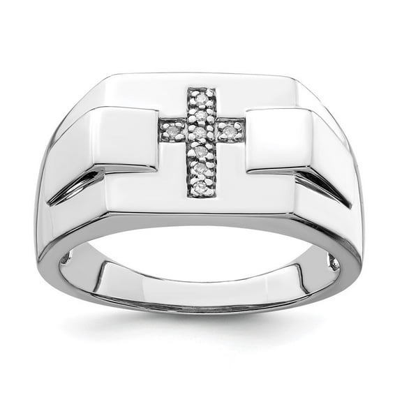 Auriga Fine Jewelry 925 Sterling Silver Diamond Cross Signet Ring Size 10 for Men