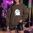 thumbnail image 2 of Vedolay Womens Long Sleeve Shirt Women's 2023 Oversized Long Sleeve Shirts Pullover Crewneck Sweatshirts Casual Tops,Brown M, 2 of 3