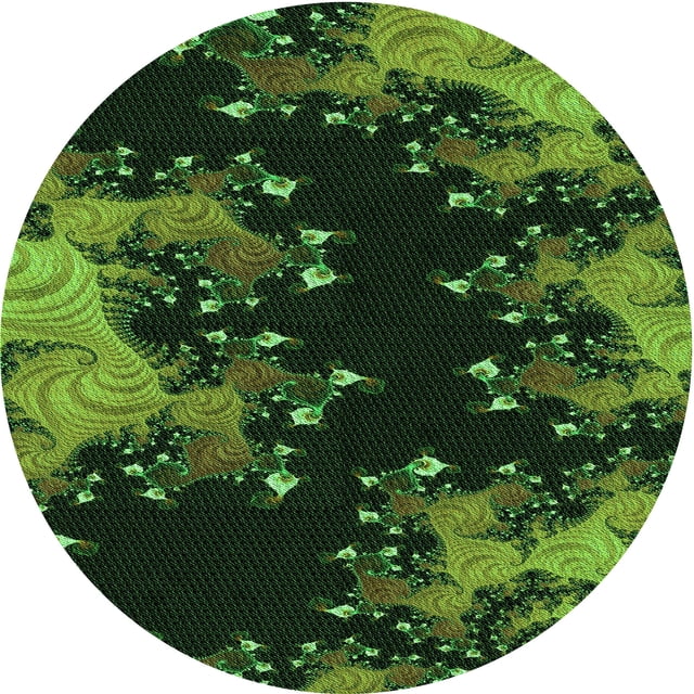 Ahgly Company Tapis d'Intérieur Lavables en Machine, Ronds, Transitionnels, Vert Lime Foncé, Ronds de 7 Pi