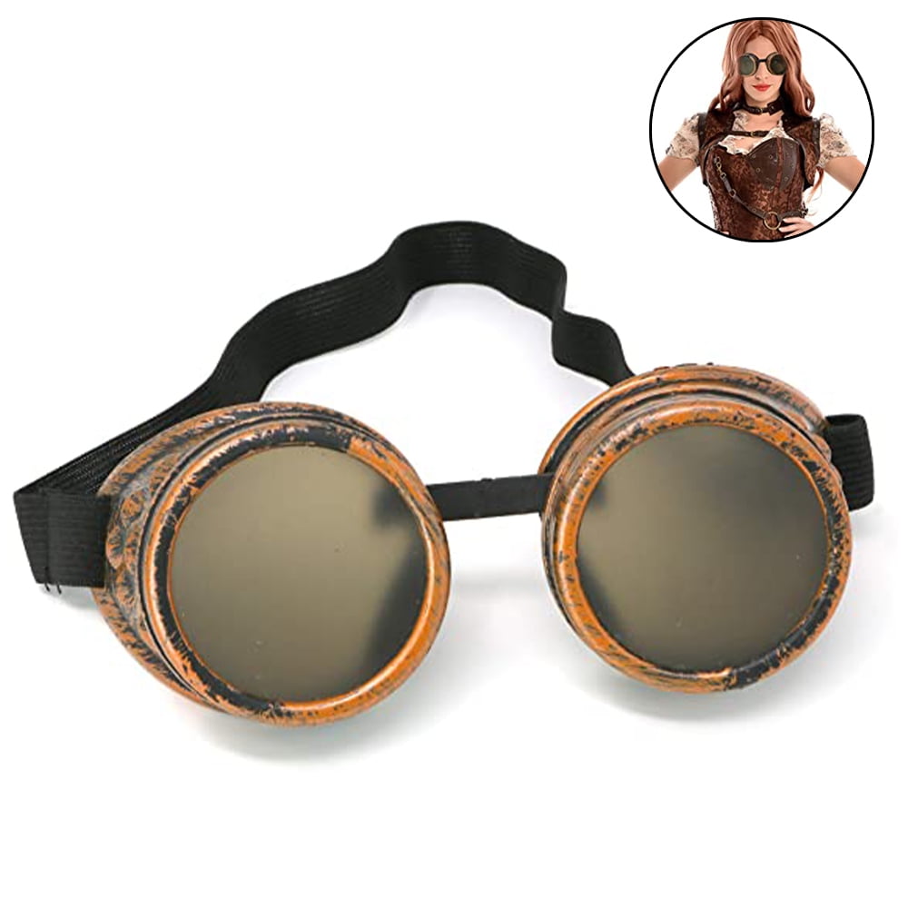 Deluxe Steampunk Goggles Smoked Lens Eyewear Industrial Aviator Pilot Costume 