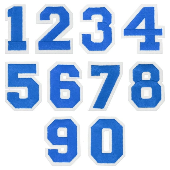 Uxcell 40 Pcs Number Patches 2" Length Number 0-9 Embroidered Decorative Repair Patches Iron/Sew on Embroidery Appliques for Decor Clothes Shoes Hats Backpacks DIY  Crafts, Blue
