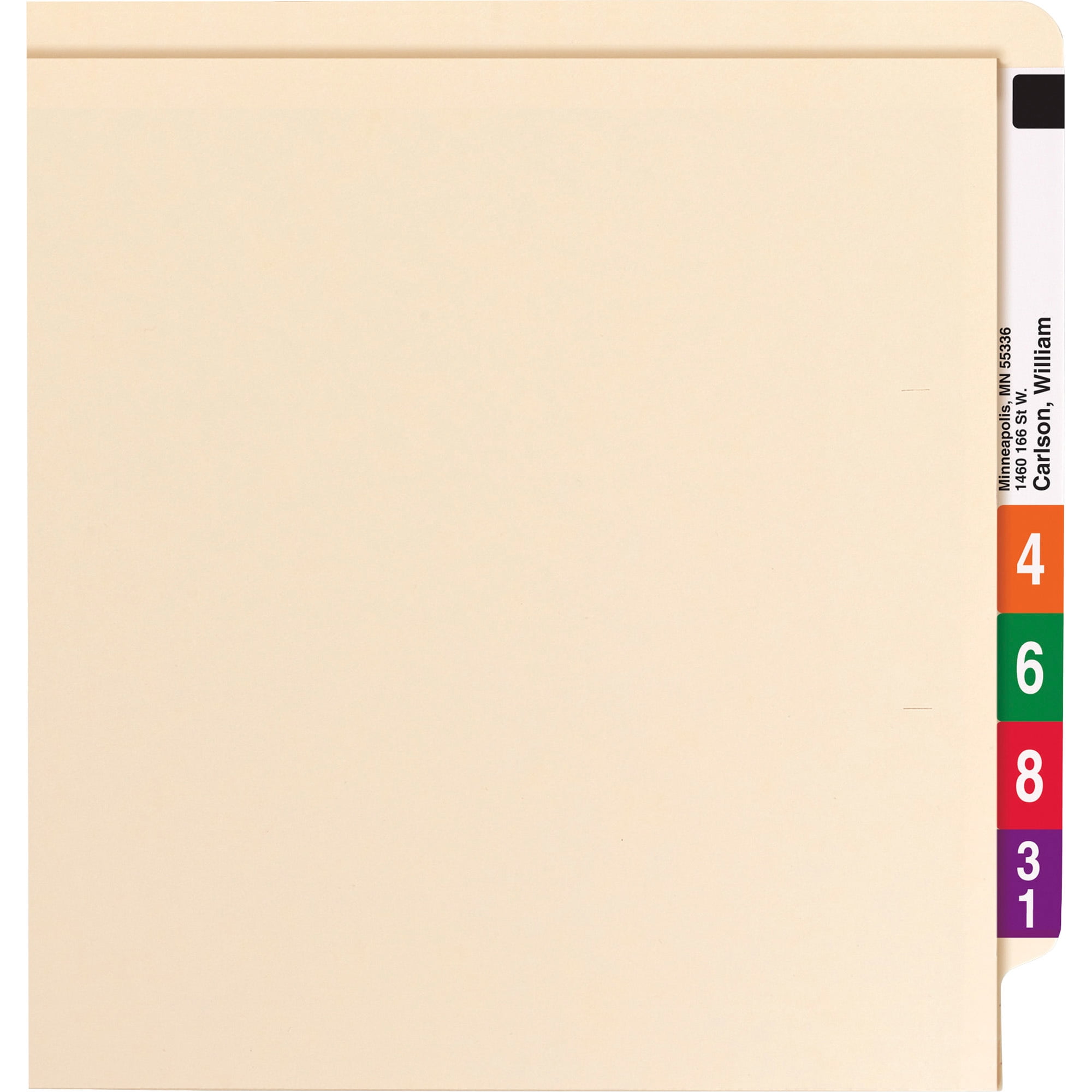 Smead End Tab Pocket Folder with Full Pocket, Reinforced Straight-Cut Extended Tab, 1 Fastener, Letter Size, Manila, 50 per Box (34100)