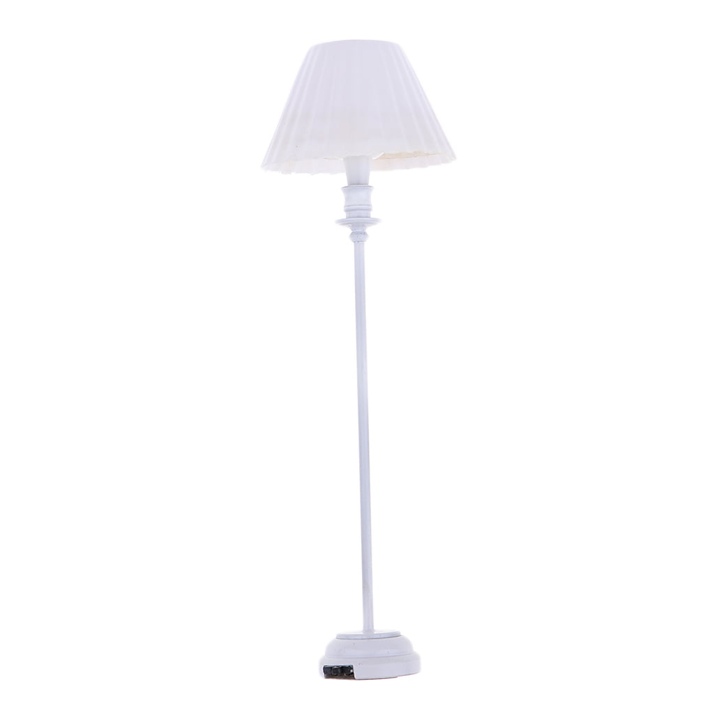Modern table Lamp Silver SUPER bright battery LED LAMP Dollhouse miniature light 