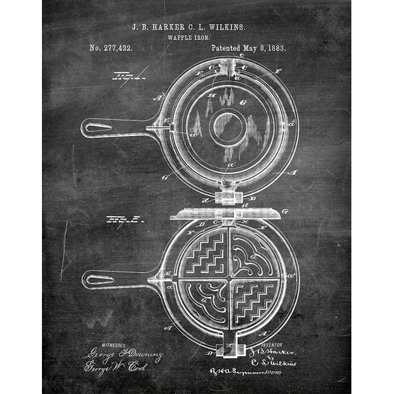 Original Waffle Iron Artwork Submitted In 1883 - Kitchen - Patent Art Print