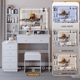 thumbnail image 2 of 41" Vanity Table with Extra-Large LED Mirror | 3-Color Adjustable Lighting & Multi-Layer Storage | Cushioned Stool, White, 2 of 9