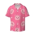thumbnail image 2 of Lsque Cartoon Pigs and Hearts print Men's Cuban Collar Short Sleeve Shirt Summer Beachwear Casual Button Down Fashionable Vacation Leisure Shirt-3X-Large, 2 of 7