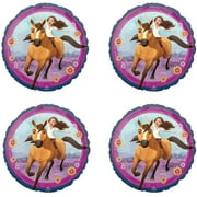 Angle View: Spirit Riding Free Party Balloons - Set of 4 Western Cowgirl Themed Spirit Ride Birthday Balloon Bundle Pack Decorations from The Netflix Animation Series