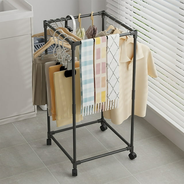 Rotating Floor Standing Clothes Hanger Dormitory Clothes Rack Indoor Clothes Drying Rack Movable Clothes Rack Suitable For Home And School