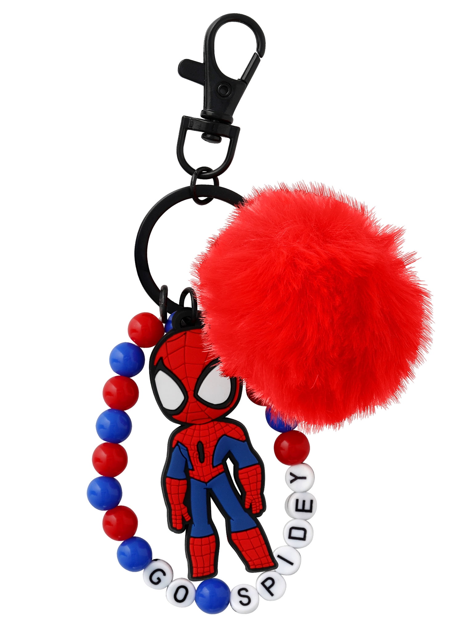 Marvel Unisex Spiderman Red Pom Pom Wrist Keychain Charm