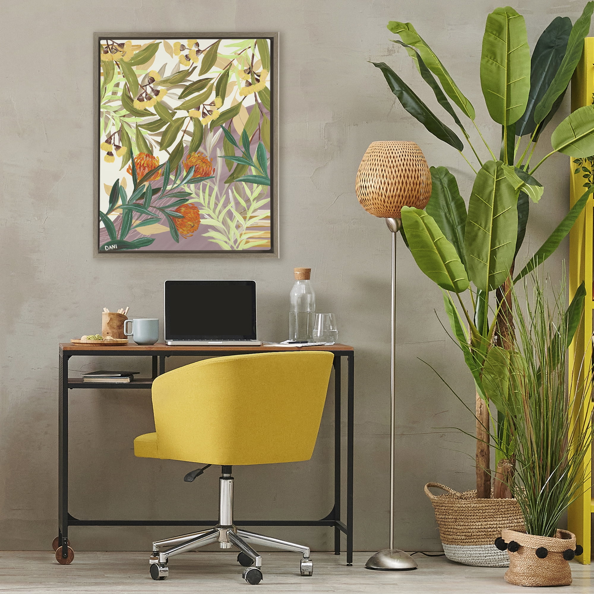 Stupell Industries Walk With Me Florals Brown Framed Floater Canvas Wall Art, design by Dani Heyward