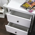 thumbnail image 3 of Kinbor Bedroom Furniture Black Nightstand Table with Double Drawers and Cabinet for Storage White, 3 of 6