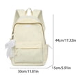 thumbnail image 2 of Solid Color School Backpack, Bow Embroidery Backpack with Pendant, Lightweight Breathable Bookbag for Middle School College, Yellow, 2 of 9