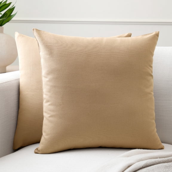 Encasa XO Throw Pillow Covers 18x18 in Set of 2 Light Beige | No Inserts | Cotton Pillow Covers For Living Room, Bed, Sofa, Couch | Decorative Cushion Covers With Improved Zippers