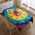 thumbnail image 2 of Rainbow Tie Dye Mandala Pattern Rectangle Tablecloth 60"x84",Waterproof Polyester Rectangle Table Cloth, Wipeable Spillproof Polyester Tablecloth for Dining, Camping, Indoor and Outdoor, 2 of 5