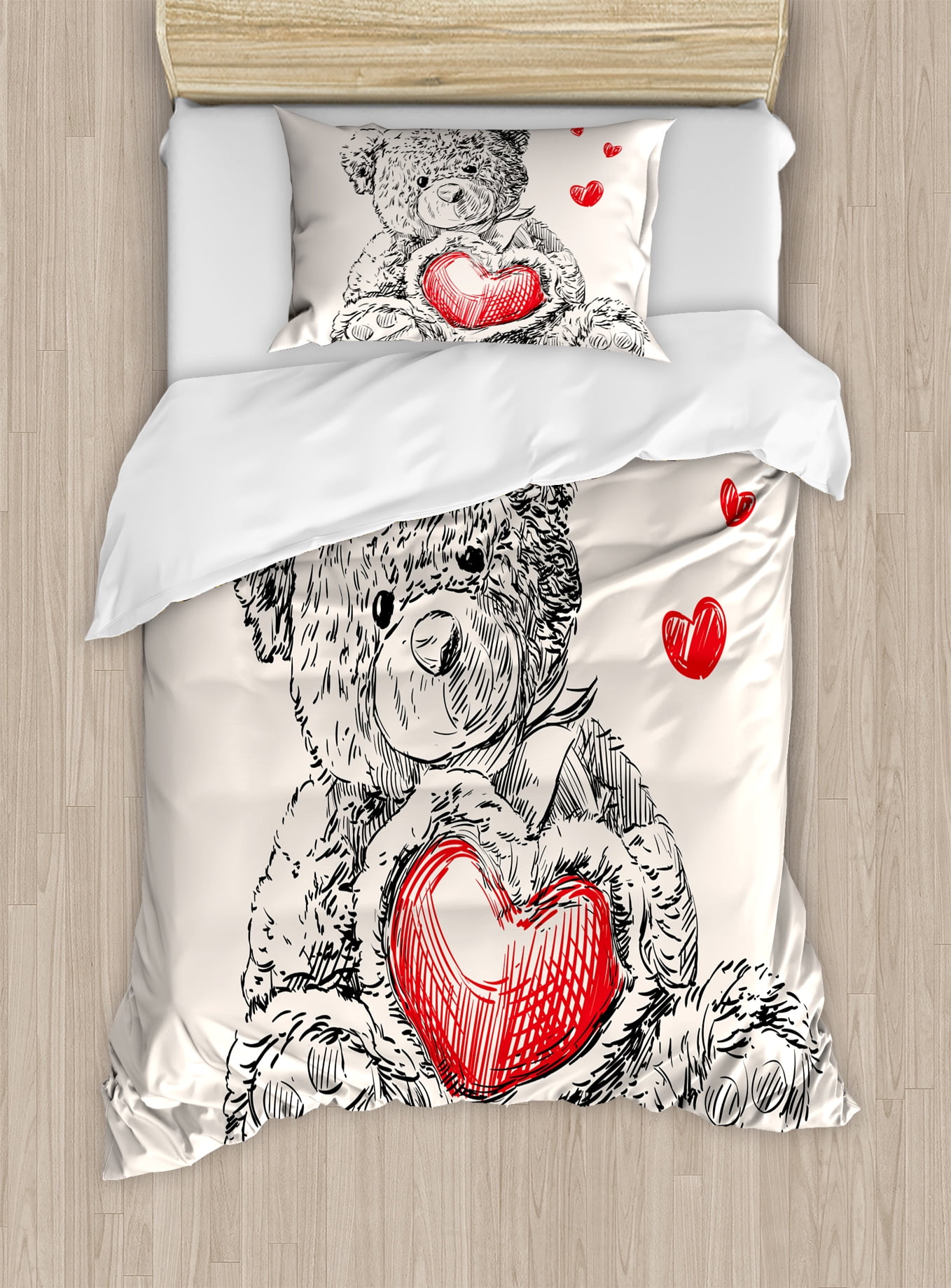 teddy bear charcoal duvet cover