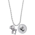 thumbnail image 1 of Delight Jewelry Silvertone Moose Silvertone Script Initial Disc - C - Charm Necklace, 20"+3", 1 of 4