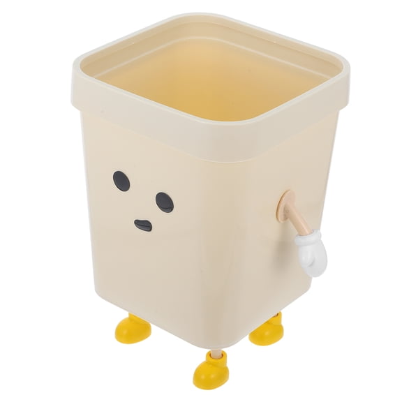 FOMIYES Beige Plastic Trash Bin for Bedroom, Laundry, Utility Room - Storage and Waste Basket