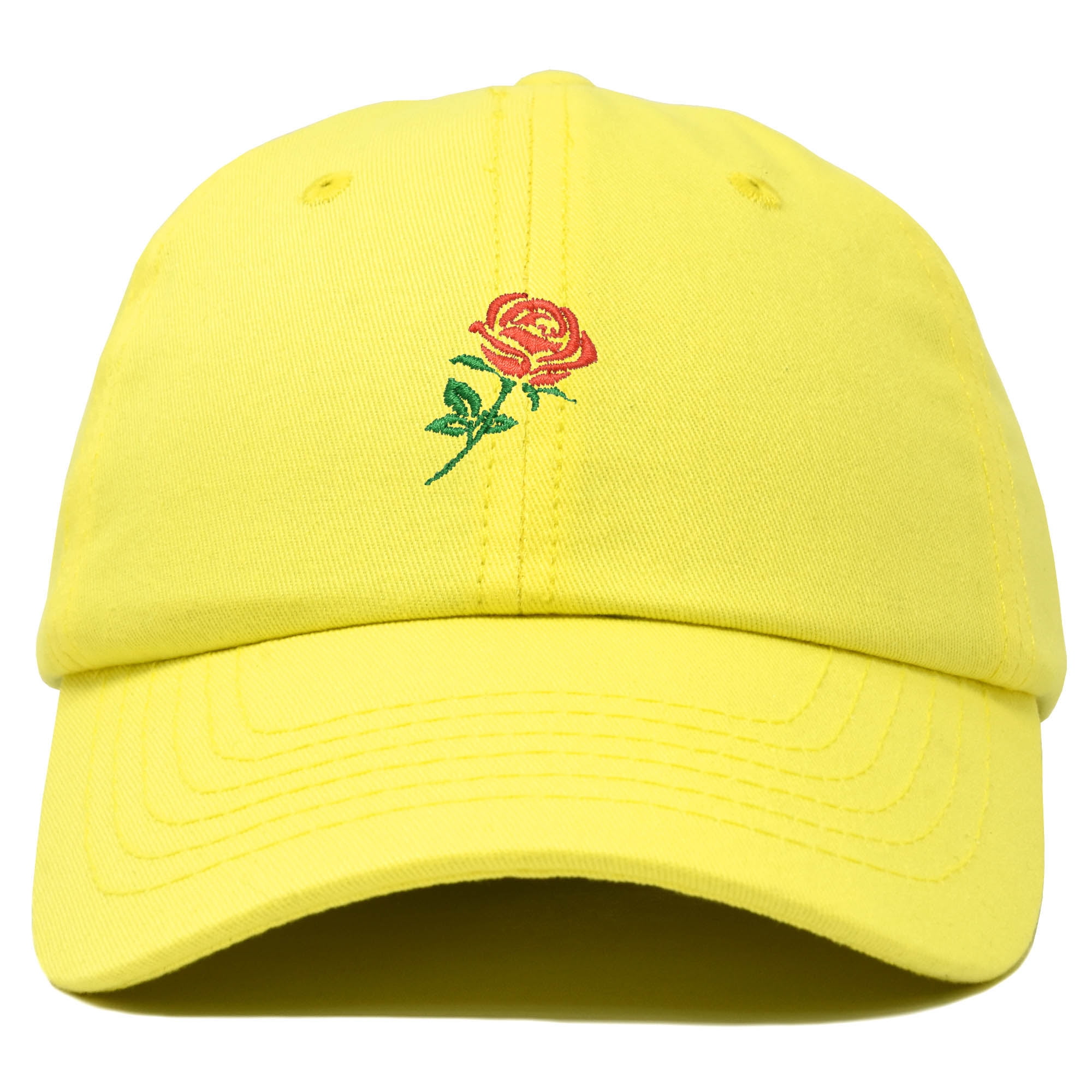 DALIX Red Rose Hat Premium Embroidered Baseball Cap Womens in Minion Yellow