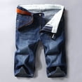 thumbnail image 4 of Men Denim Shorts Summer New Style Thin Section Elastic Force Slim Fit Short Jeans Male Brand Clothing Black Blue, 4 of 6