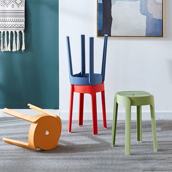 Meoldis 6 Pack Plastic Stackable Stools - 18 Inch Nesting Round Stools, 330 lb Capacity, Colorful Backless Seating for Classroom, Kitchen, Party & Office