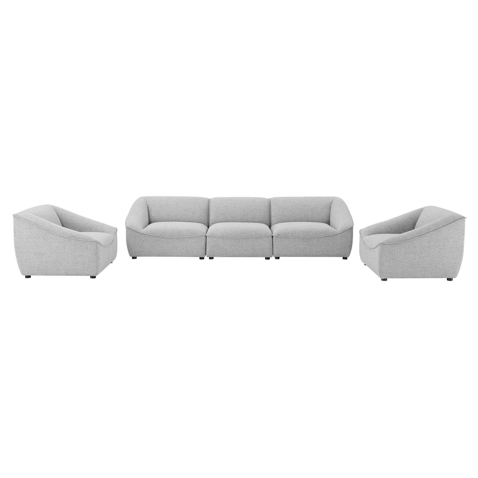 Armchair and Sofa Set, Fabric, Light Grey Gray, Modern Contemporary Urban Design, Living Lounge