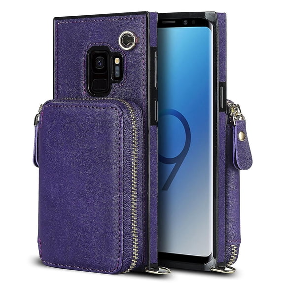 Funda tipo cartera para Samsung S9 con tarjetero y correa para el hombro para mujer