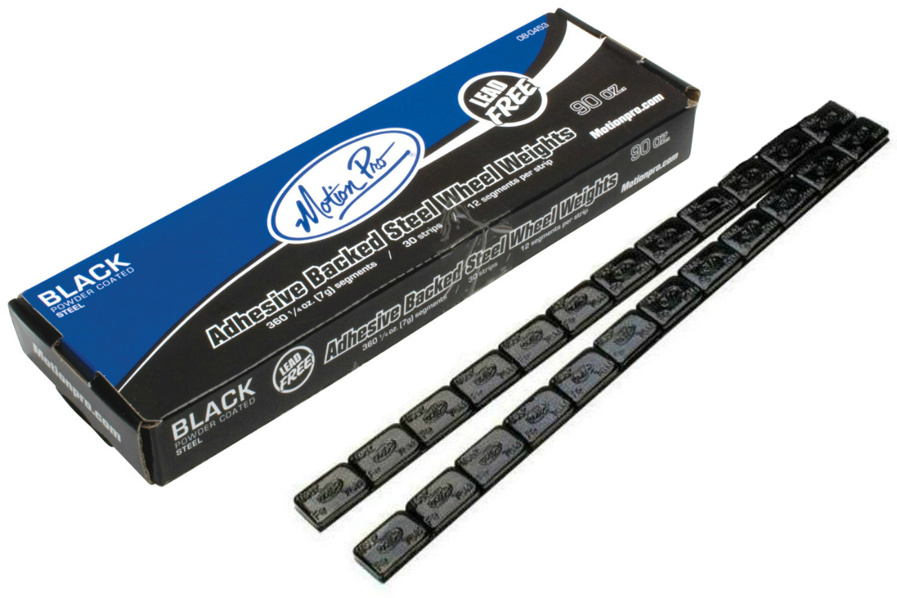 Motion Pro Schwarze Stahl-Auswuchtgewichte, Selbstklebend – Für Motorradräder, 1/4 Unzen Segmente