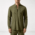 thumbnail image 6 of WIZUTIZ Mens Shirts Lace-Up Renaissance Shirt Viking Medieval Long Sleeve Costume Retro Style Tunic Top, 6 of 7