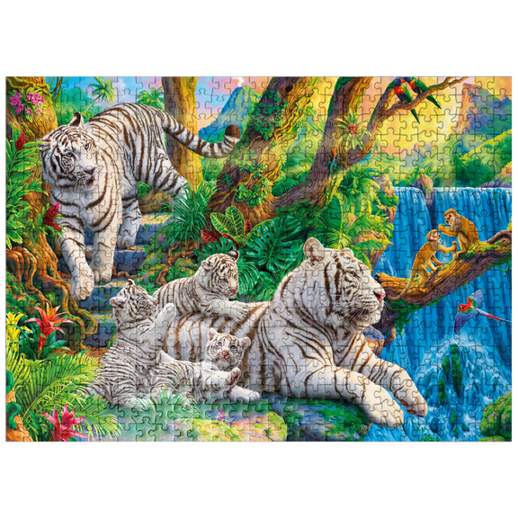 MyPuzzle - Family Of White Tiger - Premium 500 Piece Jigsaw Puzzle for Adults