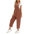 thumbnail image 2 of Women Jumpsuit with Pockets Sleeveless Wide Legs Plus Size Overalls, 2 of 8