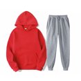 thumbnail image 2 of LYXSSBYX Sweatsuits 2pcs Sets Womens with Hoodie Clearance Men's Fashion Casual Solid Color Sports Two-piece Hooded Sweatshirts+ Trousers, 2 of 4
