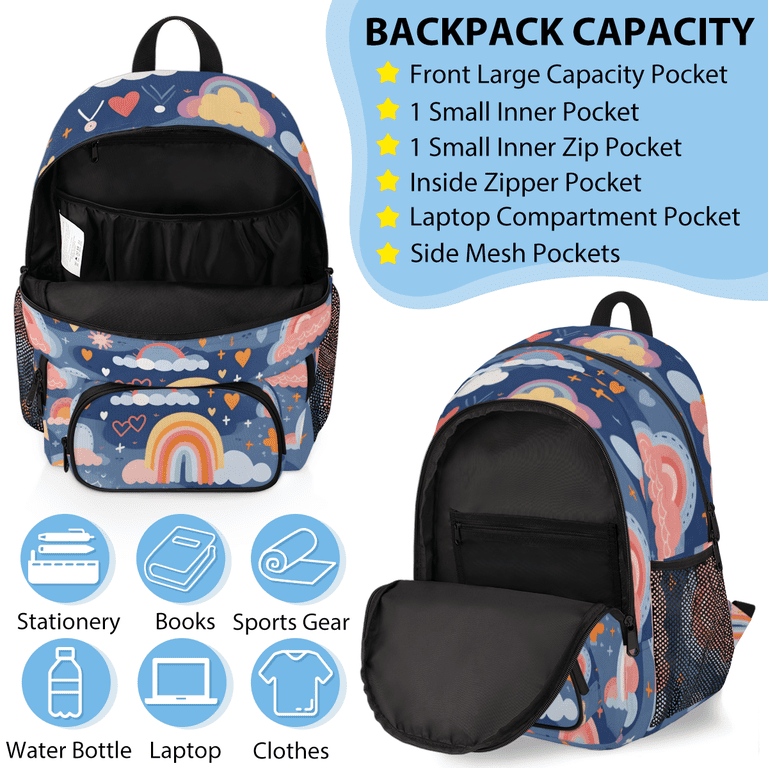 Large Rainbow Backpack & Small Bag Set Wildkin 17 Inch Rainbow Hearts Backpack Lunchbox Set  main image 4