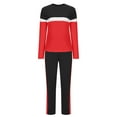 thumbnail image 3 of FRSASU Track Suits for Women Set - Casual 2 Piece Outfits Sweatsuit Pocket Long Sleeve with Patchwork Pants Set Red, 3 of 5