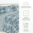 thumbnail image 5 of Noble Linens 3-Piece Light Blue Daisy Medallion Reversible Print Comforter Set, King/CalKing, 5 of 9