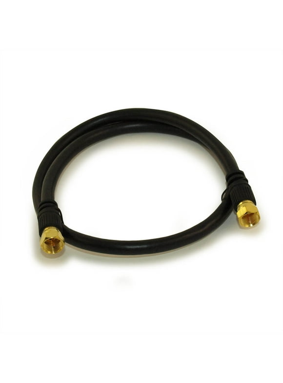 2ft RG6 QUAD SHIELD Black HI-BANDWIDTH Coax Cable F-type Gold Plated