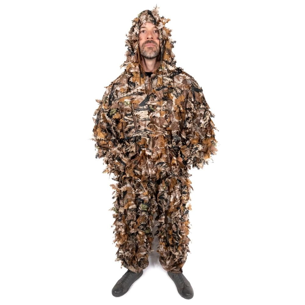Hunting Suit Full Cover Ghillie Leafy 3D leaf camo Face Mask Woodland Breathable 