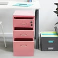 thumbnail image 2 of 3-Drawer Vertical File Cabinet, 18 Inch High Metal Mobile File Cabinet with Lock & Wheels, Filing Cabinet Under Desk for Office, Home (Pink), 2 of 9