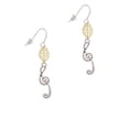 thumbnail image 2 of Delight Jewelry Silvertone Long Curly Clef Goldtone Leaf French Earrings, 2 of 4