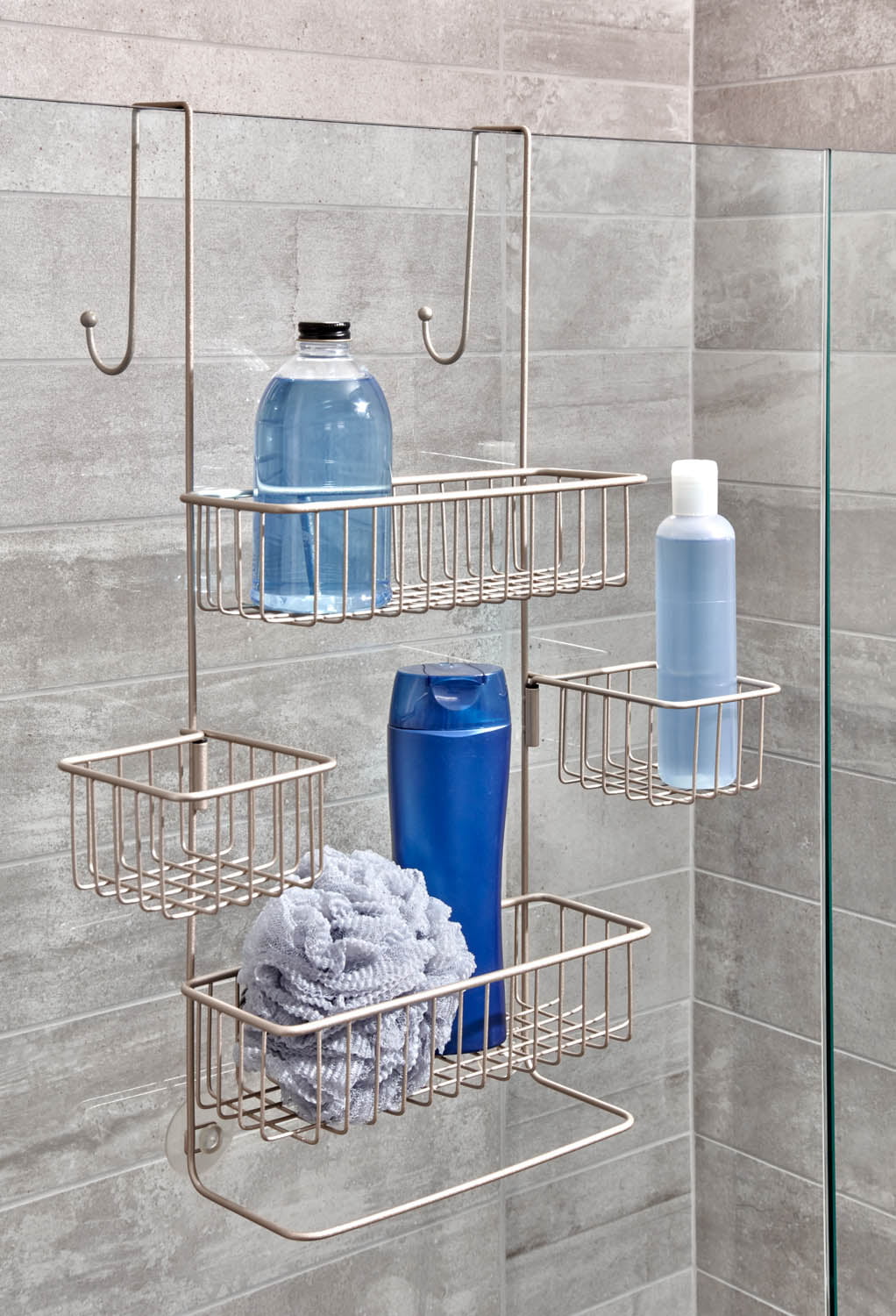 Bathroom Shower Caddy Drill Free Sturdy Rust Proof Stainless Steel Hanging Shower Organizer Shelf Basket Storage Rack Dyna-Living Over The Shower Door Caddy Pantry Organizer Rack with Reliable Hooks 