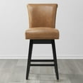 thumbnail image 3 of CHITA Swivel Counter Height Bar Stools with Fabric, 26 inch, Set of 3,Faux Leather in Cognac Brown, 3 of 9