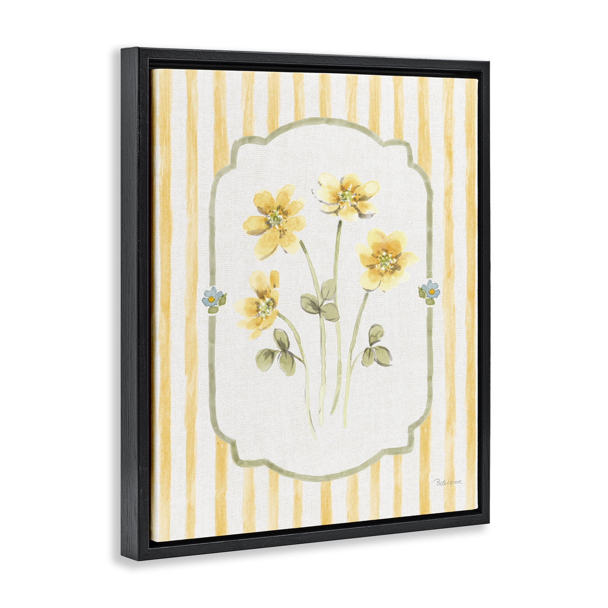 Stupell Industries Sweet Honey Flowers Black Framed Floater Canvas Wall Art, design by Beth Grove