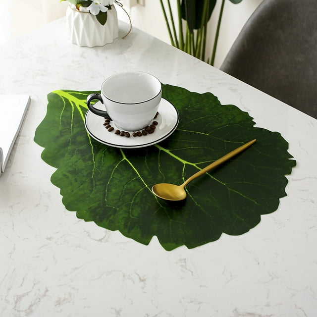 47.5*32.5CM Spring Leaf Placemat Outdoor Thickened Table Decoration Simulation Cabbage Leaf Oil-proof Placemat